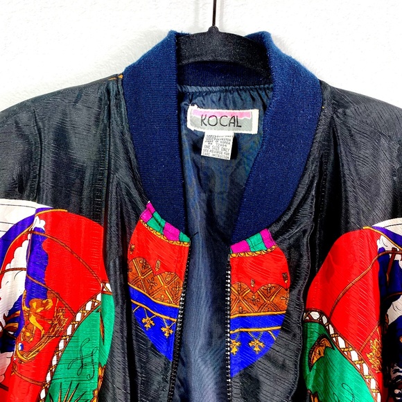 Vintage Kocal Rococo Scarf Print Zip up Jacket - Picture 2 of 5